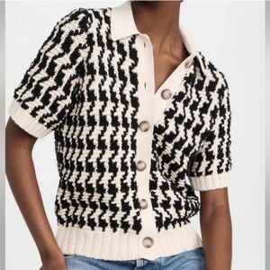 ANINE BING Tommy Houndstooth Cotton-Blend Cardigan